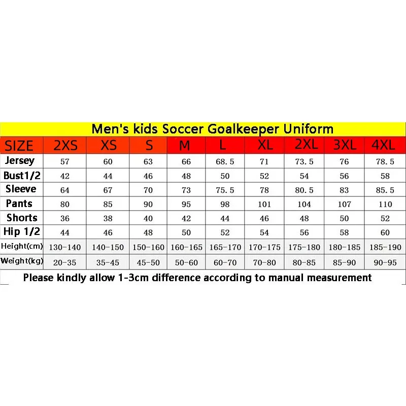 Adult Kids Football Goalkeeper Jerseys Tracksuit Custom Men Soccer Goalie Tracksuit Long Sleeve Uniform Boy Gatekeeper Outfit