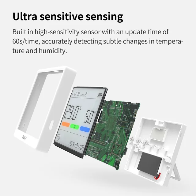 DUKA Atuman Electronic Temperature Humidity Sensor Meter THSE Rechargeable Mini Digital Clock LCD Screen Thermometer Hygrometer 2
