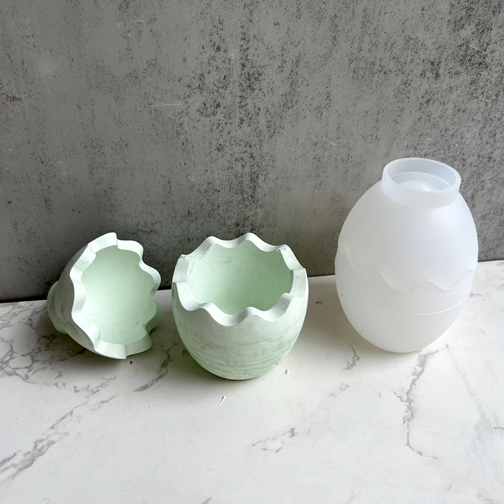 Egg Shape Candle Jar Mold DIY Crystal Epoxy Resin Storage Box Mould Concrete Cement Plaster Craft Making Molds Home Decoration silicone mold