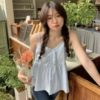 Korean Version Loose Fit V Neck Camisole For Women Solid Color Sweet Lace Stitching Summer Casual Versatile Sleeveless Tank Top - Image 4