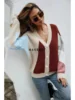 CPSYMYM V-Neck Color Matching Design Sweater Long-Sleeved Knitted Top Women's Knitted Sweater Cardigan Autumn Winter New Fashion 3