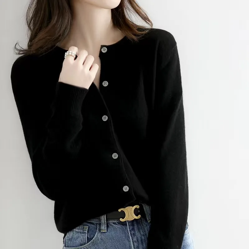 Women Cardigans Sweater O-neck Spring Autumn Knitted Cashmere Cardigans Solid Single Breasted Womens Sweaters DF4934 3