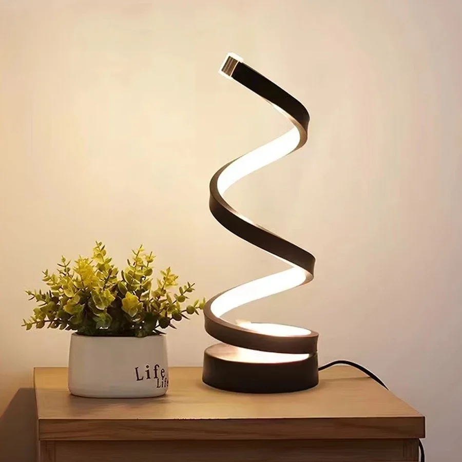 LED Night Light Modern Dimmable Spiral Table Lamp Bedroom Bedside Lamps  Night Lights for Living Room Office Nightstand Bookshelf - AliExpress, image size:900x900
