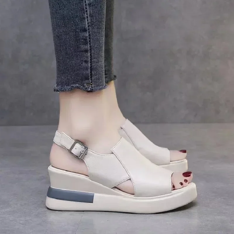 Women Sandals Wedge Sandals Comfortable Sandals Summer Wedge Platform Sandals Fashion Retro Romen Beach Shoes Ladies Casual Peep Toe Soft