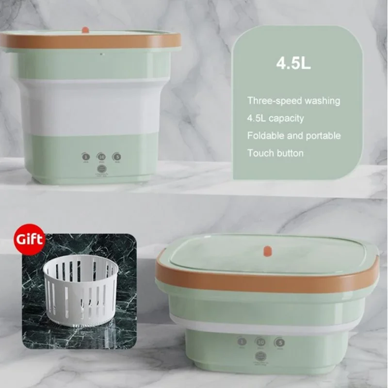 4.5L Mini Folding Washing Machine For Clothes Socks Underwear Portable  Laundry Machine With Drying Centrifuge Home Appliances - AliExpress