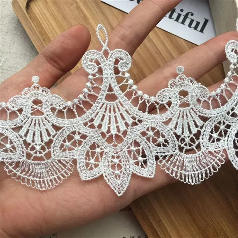 8.5CM Wide Water Soluble Lace Embroidered Ribbons Collar Applique Trim Curtains Dress DIY Sewing Supplies Lace Ribbon