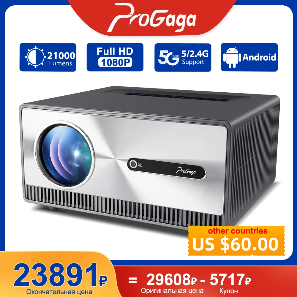 

PROGAGA Full HD 1080P Projector PG600W Android WiFi LED 2K 4K Video 3D Movie PG600 Projetor PK DLP Home Theater Cinema Beamer