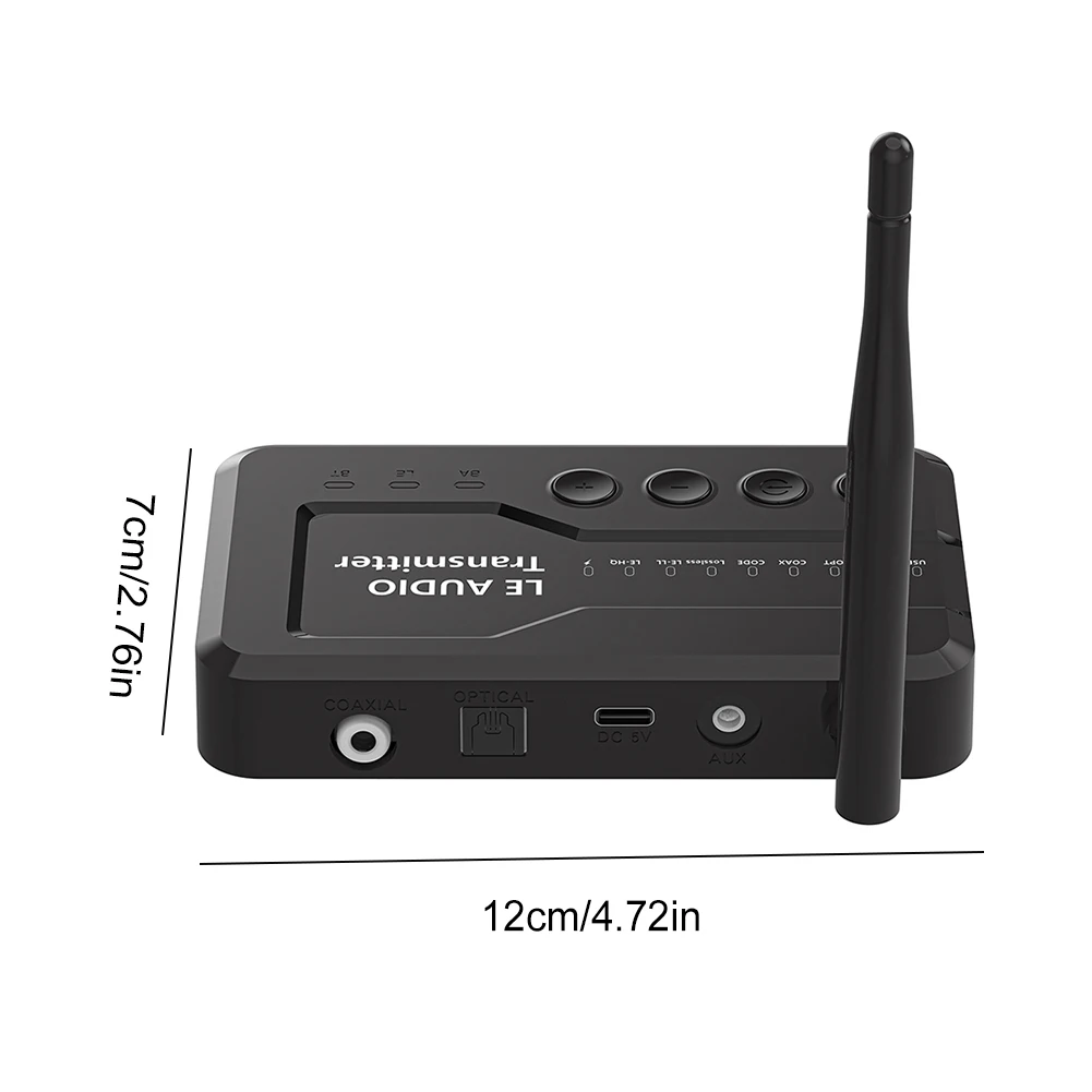 LE Audio Transmitter USB/AUX/Opt/Coax Bluetooth-Compatible 5.3 Home Stereo Audio Transmitter Adapter for Gaming Watching Music