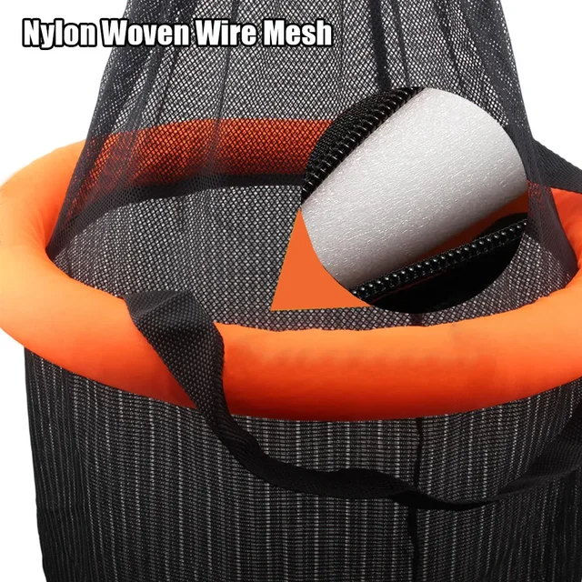 Fishing Basket Net Bag Collapsible Floating Fishing Net Portable Nylon Mesh Fish Shrimp Basket Landing Bucket Bait Net Storage 5