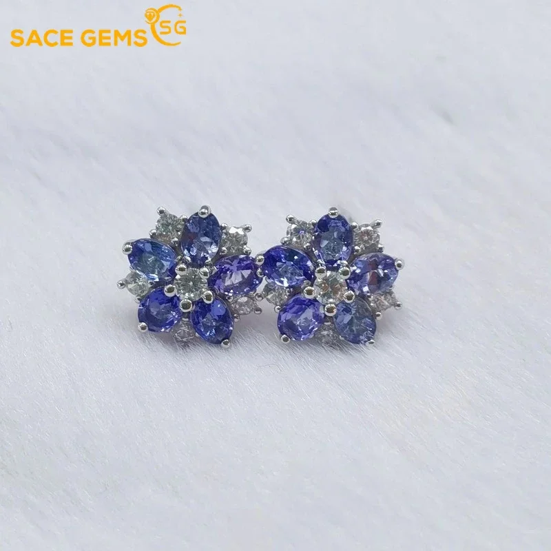 Sace Gems Orecchini Di Gioielli Di Moda Per Le Donne 100% Orecchini A Bottone In Argento Sterling Tanzanite Regalo Di Gioielleria Raffinata Per La Fes