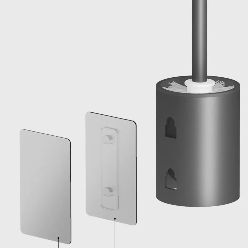 Space Aluminum Toilet Cleaning Brush Wall Mounted Long Handle with Holder