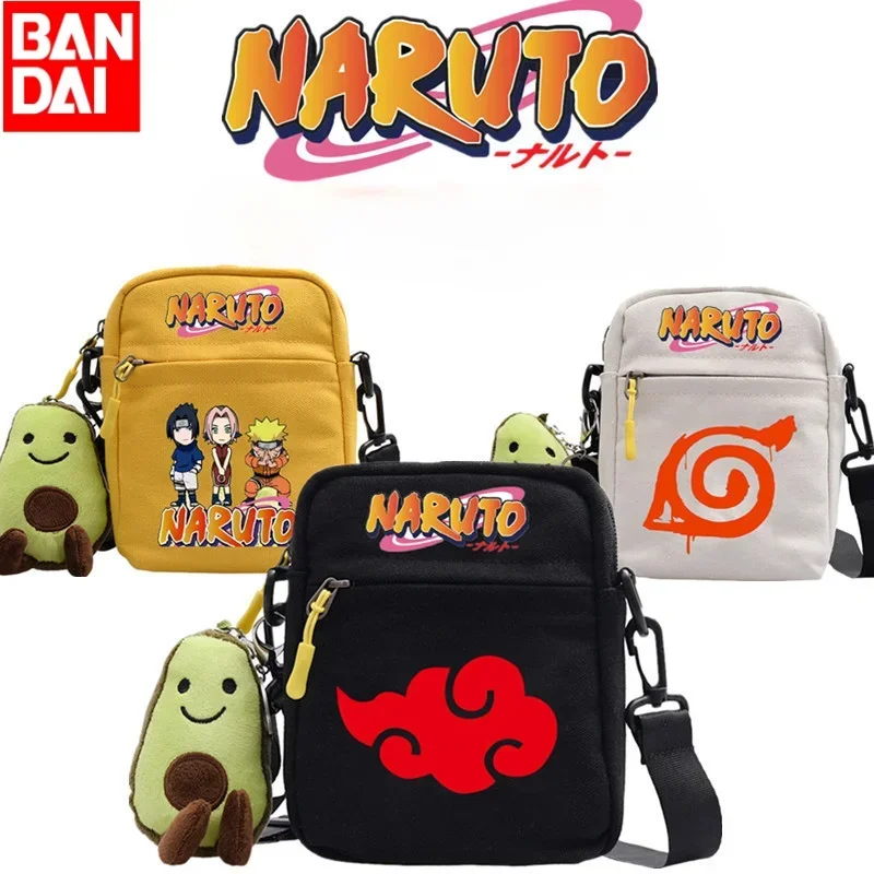 

Bandai Anime Naruto Backpack Single Diagonal Cross Shoulder Canvas Bag New Cute Canvas Small Square Bag Children's Toys Gifts