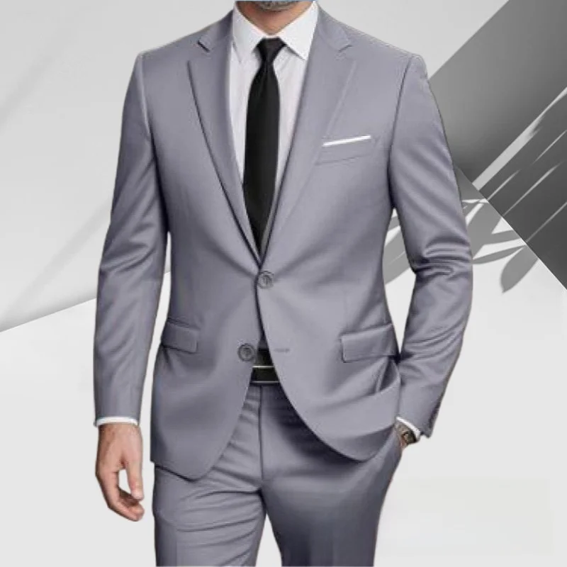Men's Slim Fit Two-Piece Suit Set Casual Business Formal Wedding Groomsmen High-End Sensation Polyester Fashion Urban - 4