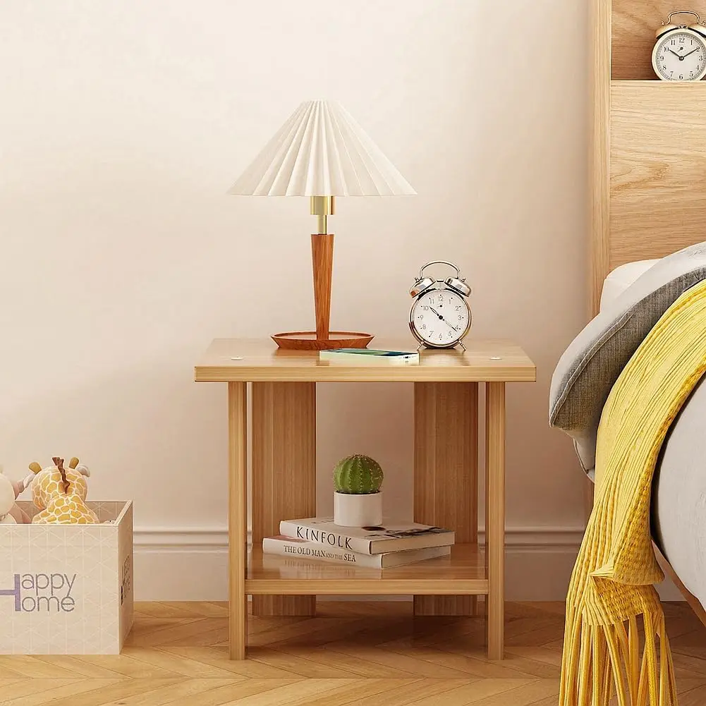 Simple Bedside table Solid Wood Nightstands Double-Layer Night table Living Room Sofa Side Table Modern Home Bedroom furniture 2