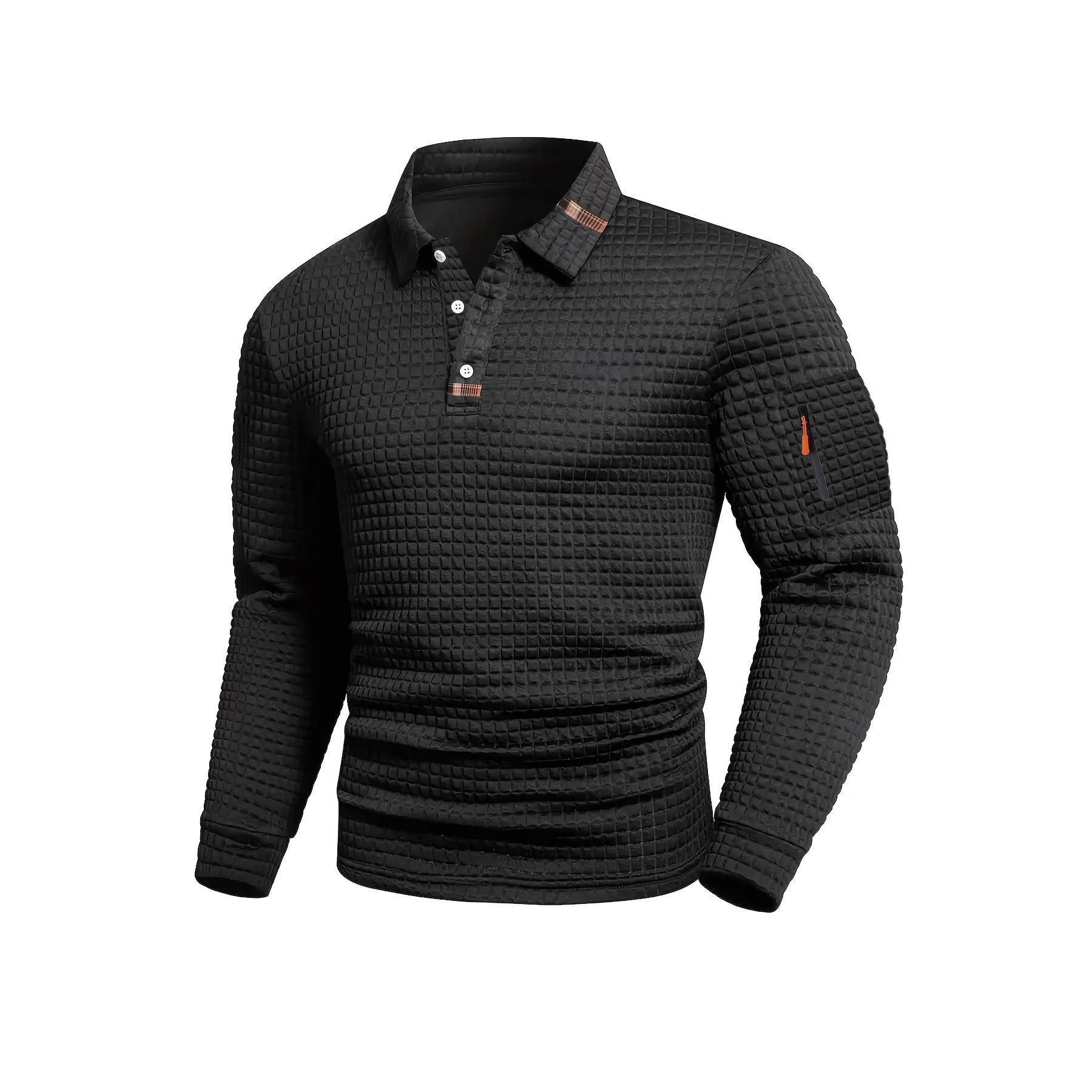 Polo da uomo primavera autunno 2026 con risvolto, tasche e cerniera decorativa, per il tempo libero quotidiano - immagine 2