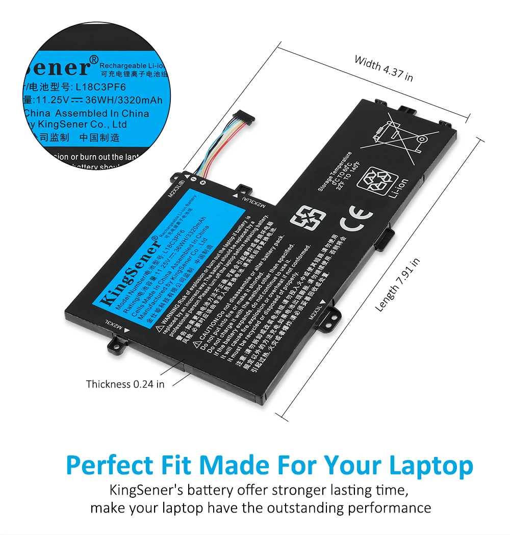 Kingsener-bateria do Portátil para Lenovo Ideapad L18c3pf7 L18m3pf7 L18c3pf6 S34014iml S340-15iwl L18l3pf2 L18m3pf6 36wh - Imagem 5