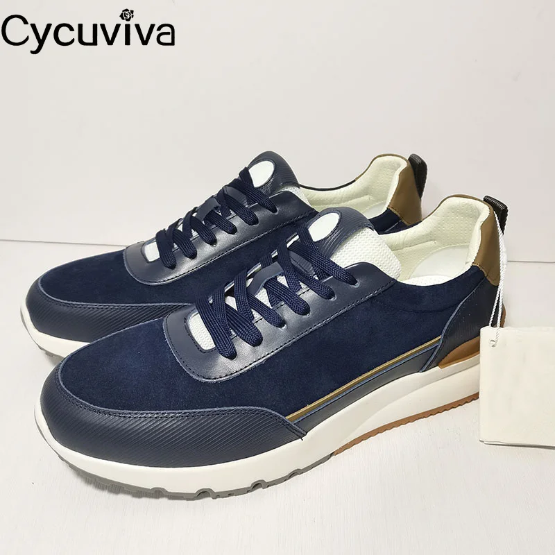 

2022 Designer Platform Sneakers Men Thick Sole Patchwork Mules Casual Flat Shoes Lace Up Leather Runners Brand Shoes For Men