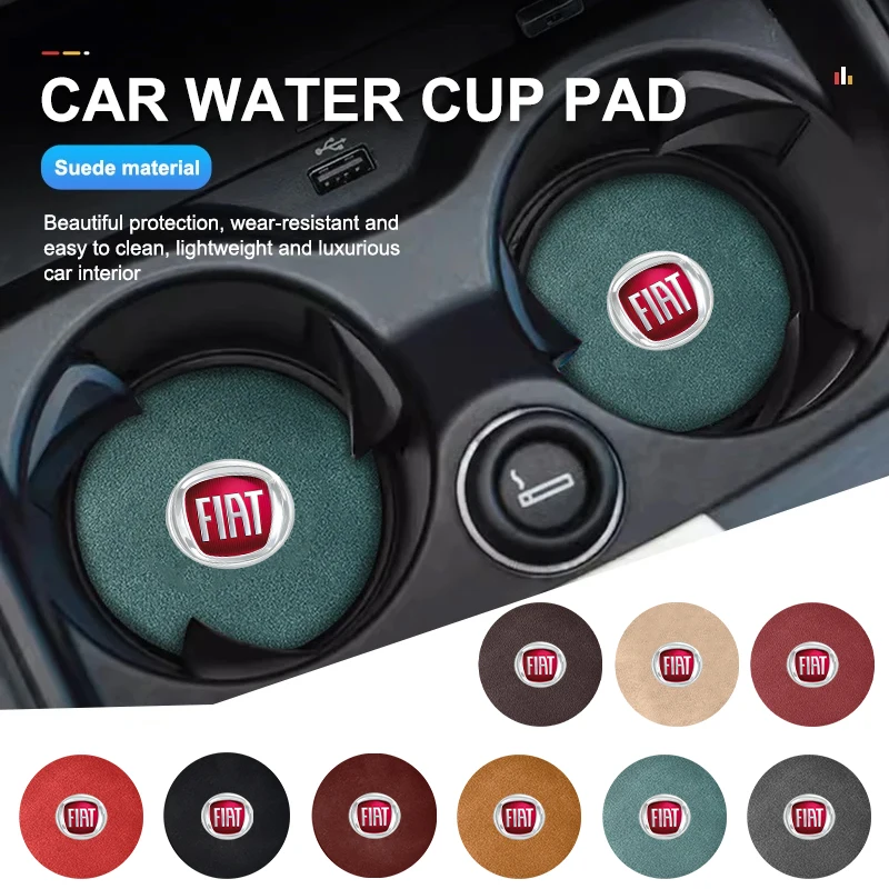 2Pcs Car Interior Water Cup Mat Sottobicchieri In Pelle Pad Per Fiat Abarth 500 Punto Tipo Panda Ducato Stilo Fiorino Doblo Bravo Free