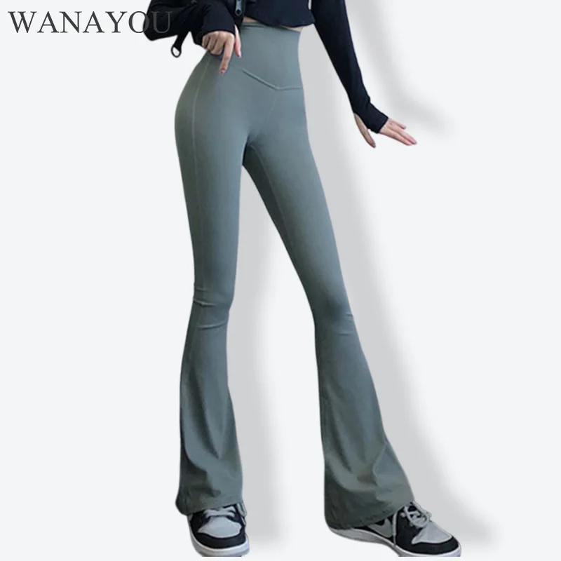 

WANAYOU High Waist Flare Yoga Leggings Women Sports Yoga Pants Fitness Gym Tights Push Up Sexy Back Cross Gym Pants