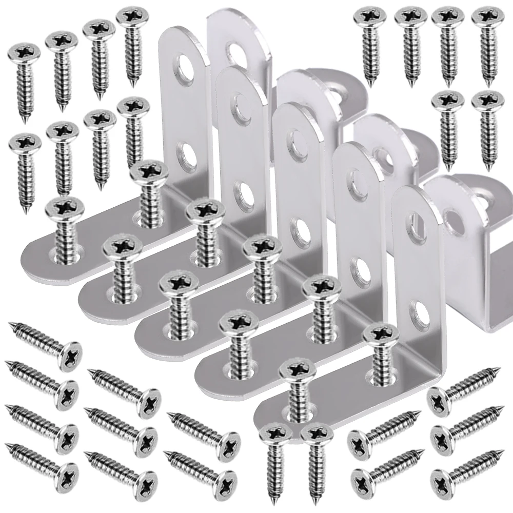 20 Staffe Angolari In Metallo 90 Gradi - 50x50mm Nero, Con Viti, Per Mobili E Librerie - Foto 1