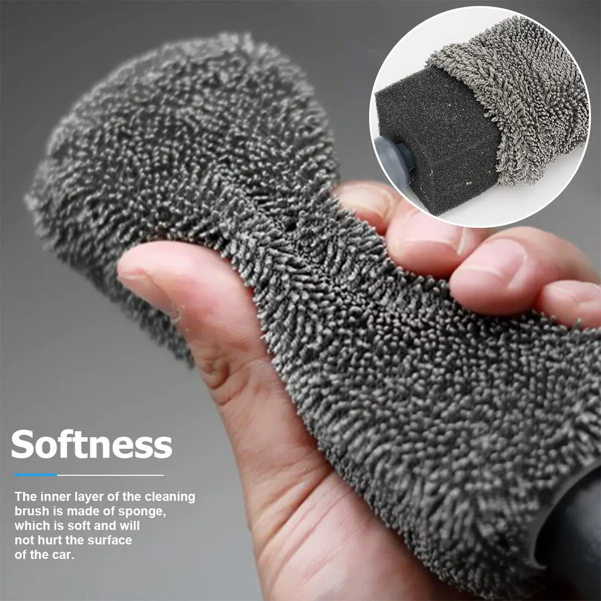 Microfiber Braid Twist Cloth Can Be Hung Car Cleaning Tools Long Handle Car Wash Brush Tire Brush Wheel Hub Supplies