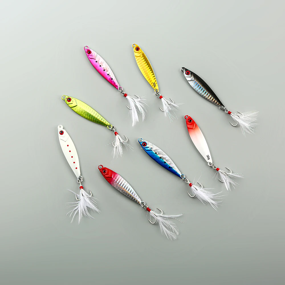5 Pcs 30g/40g Leurres de Pêche à Tente Lente en Métal Plat Jigs Appât Coulant pour Pêche en Eau Salée