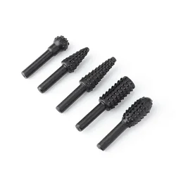 Precision Woodworking Drill Bit Set - 5 - Piece Essential Cutting Tools for Carpentry and Wood Carving (5PCS Black)