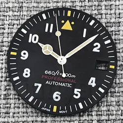 Pilot Style Black Watch Dial and Hand Sets with C3 Green Luminous - 29mm Watch Accessory - NH35 (5)