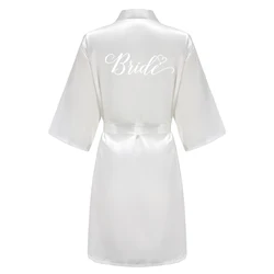 Elegant Rose Gold Satin Bridesmaid Robe - Team Bride Wedding Kimono Sleepwear - S (As the photo show)