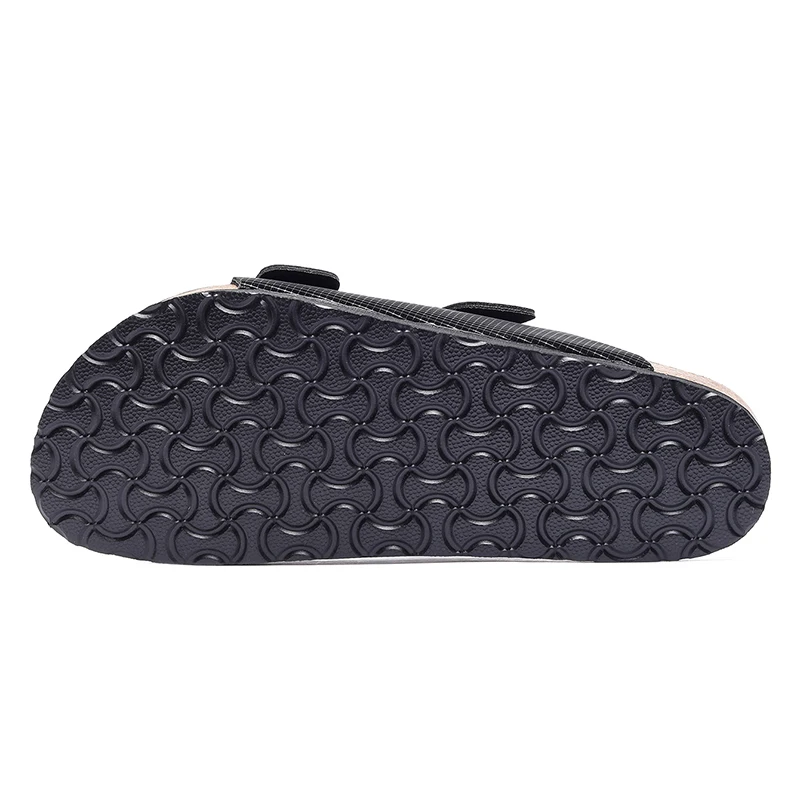 Summer Men Cork Slippers Slides Clogs Casual Slip On Sandals Double Buckle Women Microfiber Leather Unisex Big Size 47 48 49 — view 6