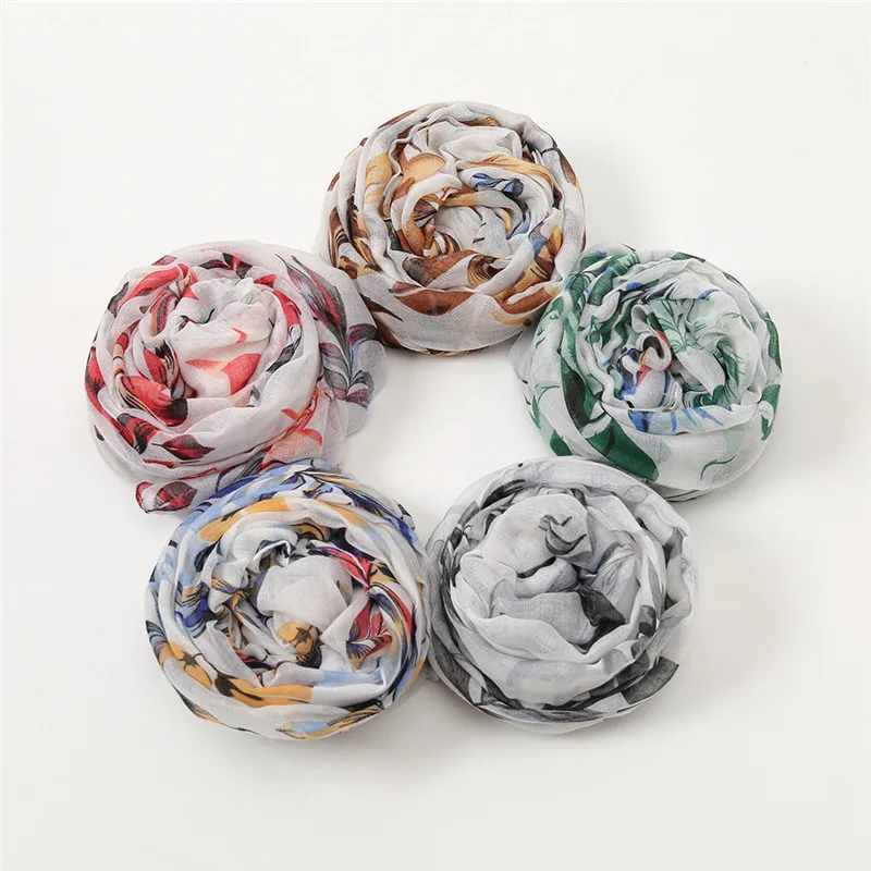 

Women Fashion Lovely Floral Viscose Shawl Scarf Lady Print Soft Voile Headband Bufanda Muslim Hijab Wrap Pashmina Stole 180*90Cm