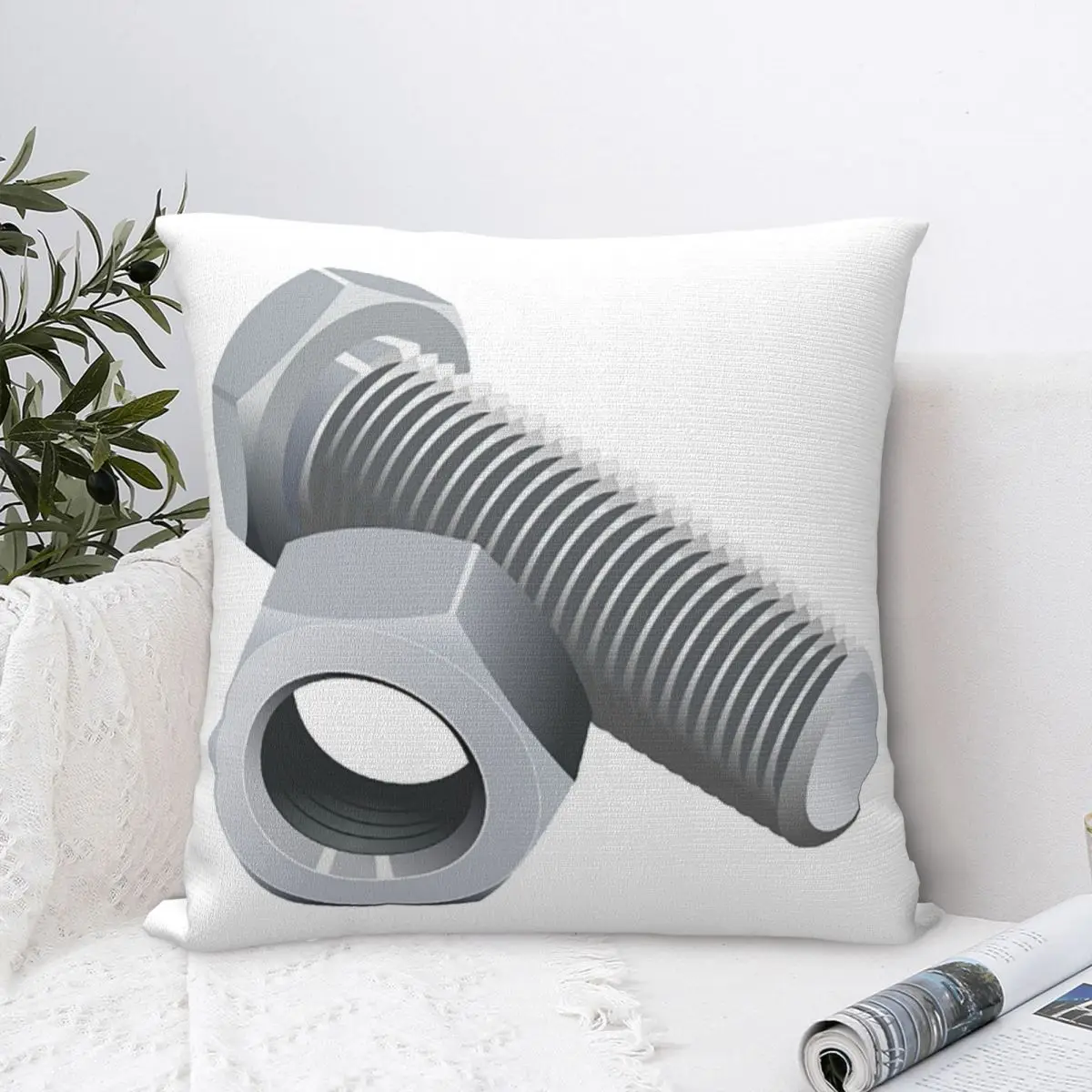 

Nut And Bolt Nut With Bolt On White Pillowcase Pillow Case Cushion Cover Home Sofa Car Decorative Throw Pillow Pillowcases Style
