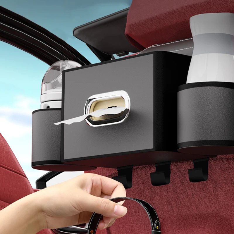 Car Seat Back Bag for Baby Drink Holder Tissue Storage Box Mommy Bag Hanging Hook Phone Holder for Rear Seat Kids Watching Movie