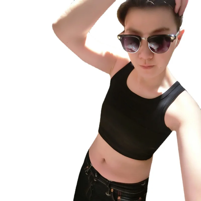 Chest Binder HaleyChan Women's Chest Binder Tomboy Trans Lesbian Pullover Half Length Corset Top Short Tank Top