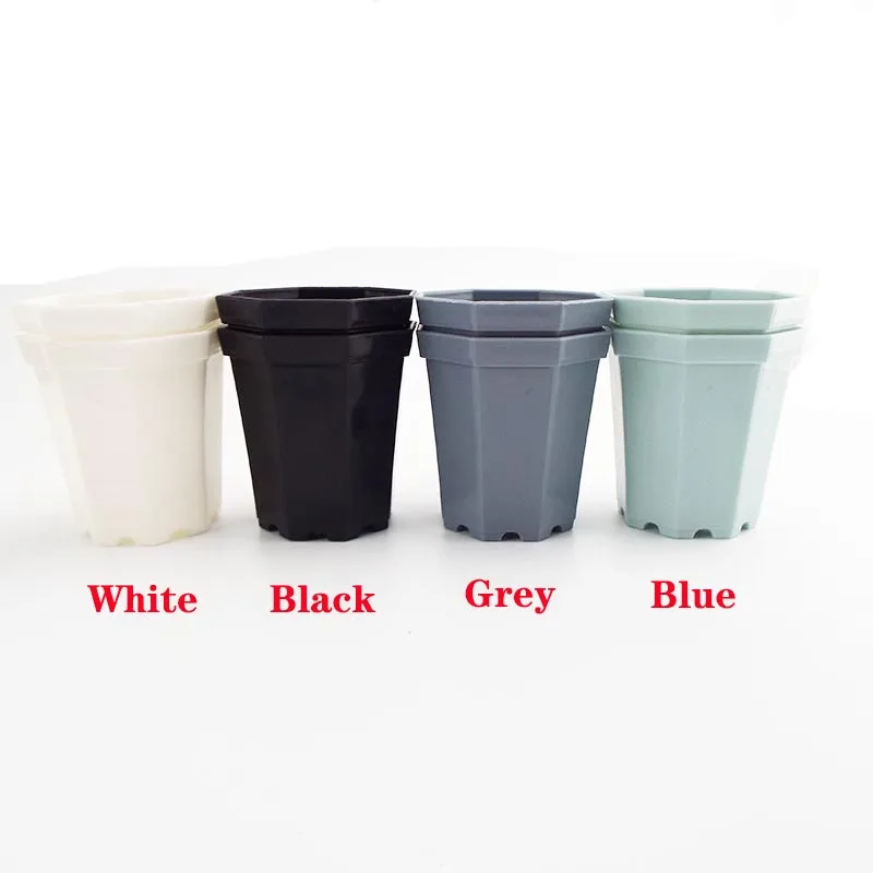 

4pcs/Lot Plastic Octagon Flower Pot Modern Home Decorative Pots Office Desk Succulent Planter Garden Bonsai Pot