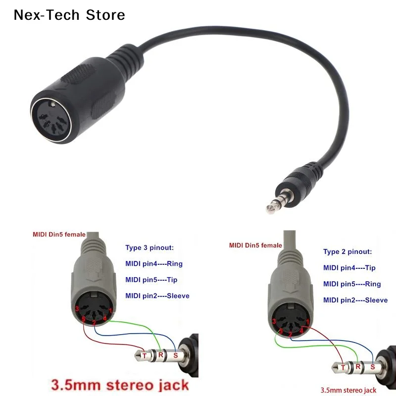 [NT]MIDI Din 5  3.5mm TRS 변환기 케이블 악기용 간섭 방지 오디오 어댑터 MIDI 장치 스튜디오 사용[NT]