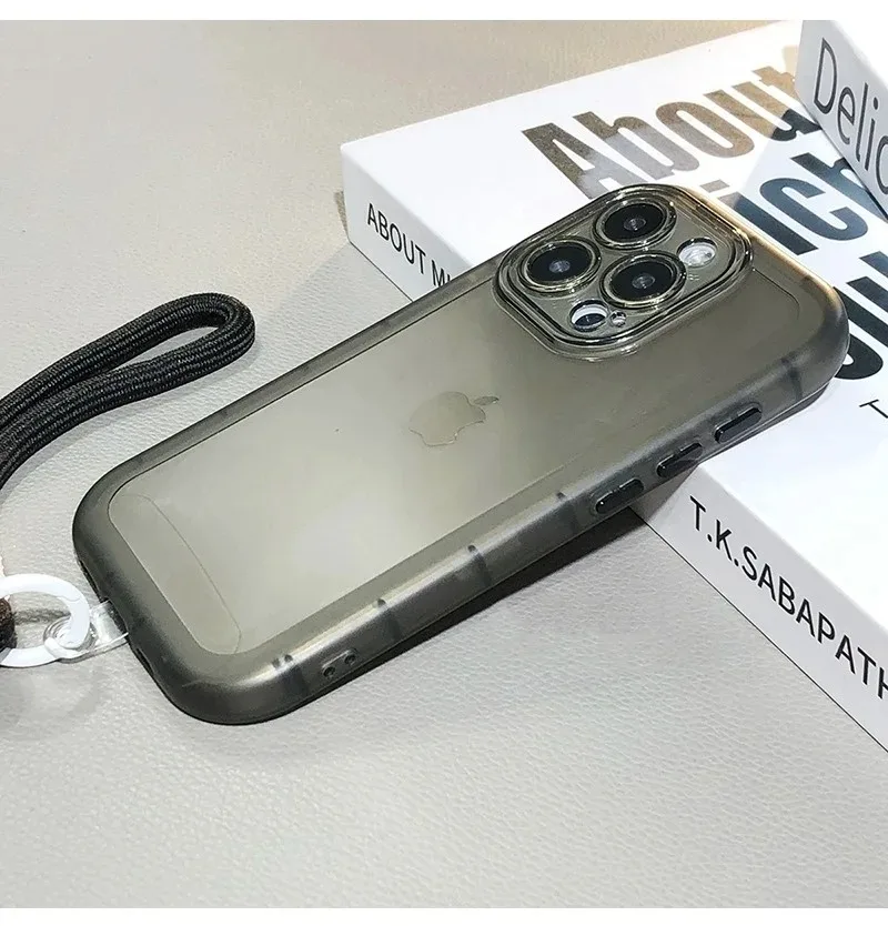 Transparent Candy Color Silicone Wrist Strap Phone Case with Lanyard