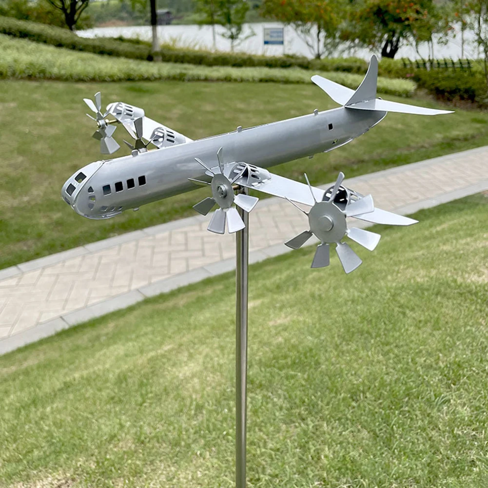 

3D Plane Garden Wind Spinner Plane Metal Airplane Weather Vane Outdoor Roof Wind Direction Indicator Weather Vane Garden Decor