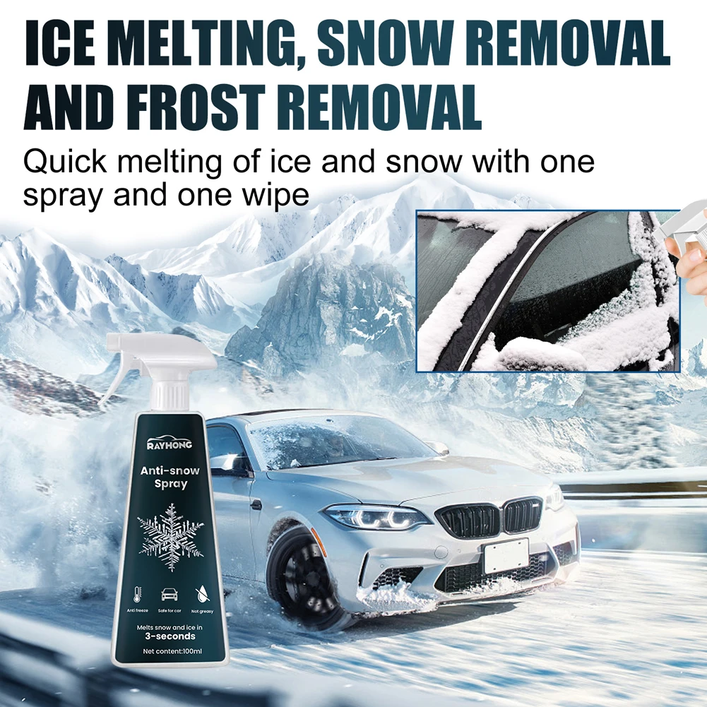 Snow Melting Defrost Liquid Instantly Melts Ice Car Window Glass Deicing Fast Ice Melting Spray for Car Windshield Window Mirror