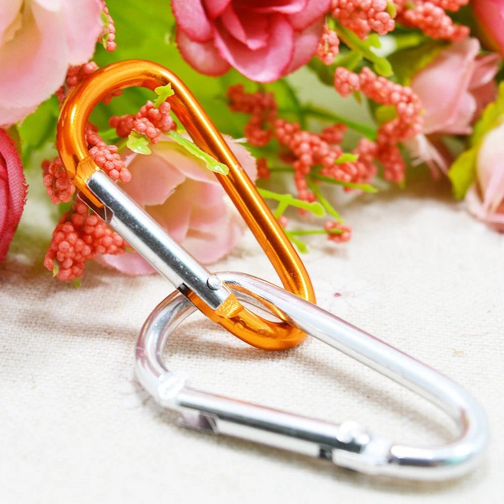 5PCS Random Colors!!! Aluminium Alloy Safety Buckle Keychain Climbing Button Carabiner Camping Hiking Hook Outdoor Sports Tools