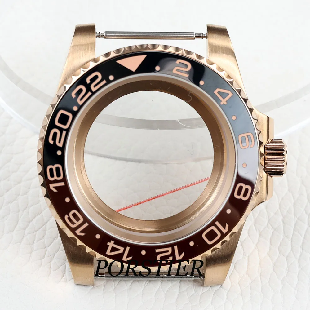 NH35 Case 40mm rose gold Sapphire Crystal Glass Waterproof for NH35 NH36 movement 28.5mm Dial Submariner GMT Yacht watch case