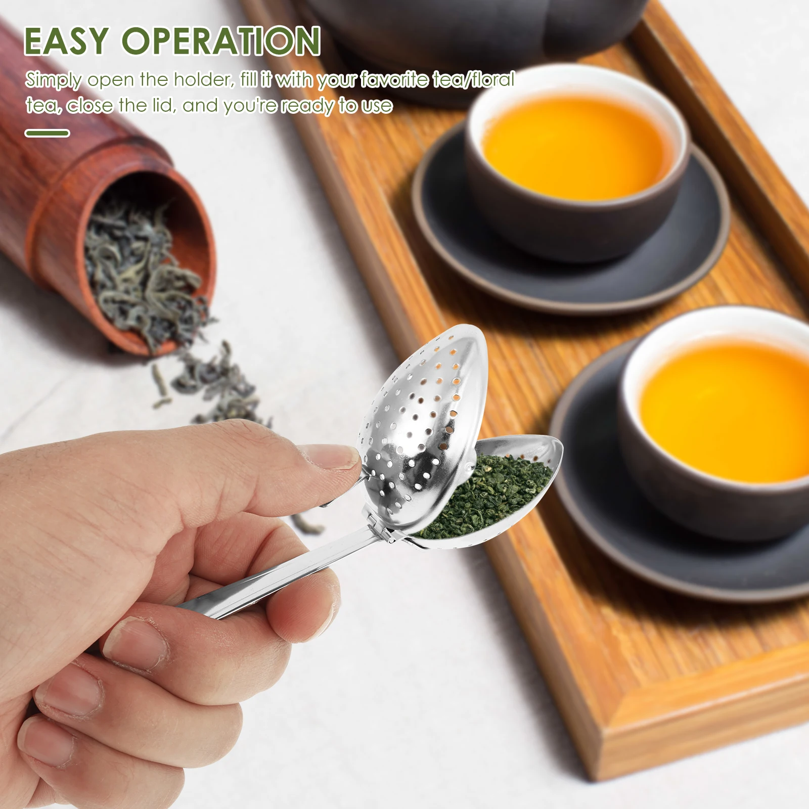 6Pcs Stainless Steel Spoon Tea Infuser Filter Squeeze Leaves Herb Mesh Strainer Tea Infuser In Mesh Tea Ball Filter with Handle