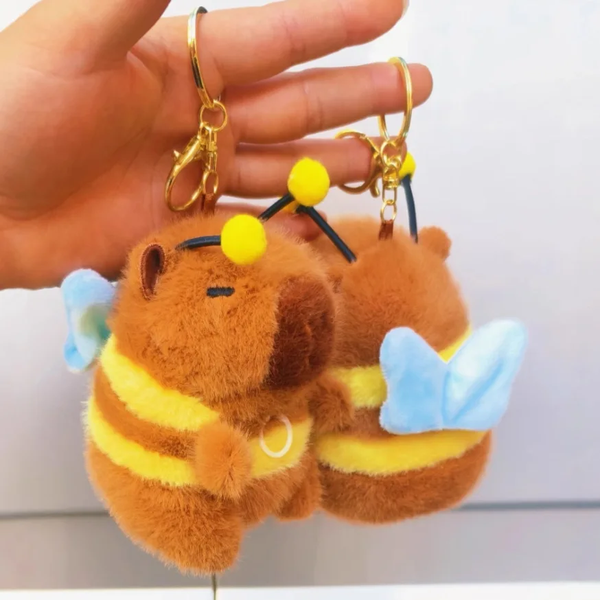 2025 New Capybara Puffer Fish Doll Plush Doll Cute Pass Animal Keychain Pull String  Birthday Gift Backpack Creative Gift