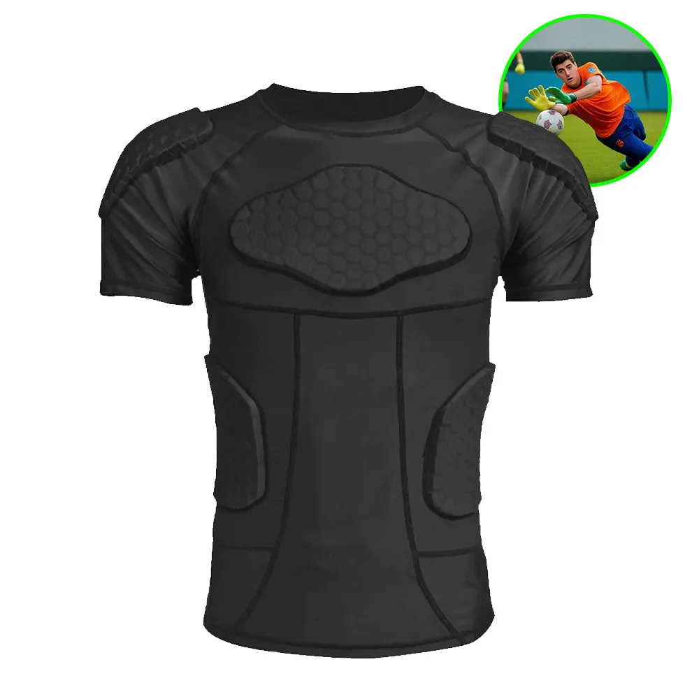 Factory Men's Padded Compression Shirt Boys Youth Protective Top Rib Chest Protector Wear for Football Paintball Baseball
