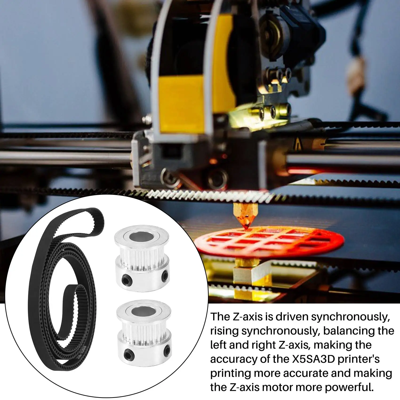 Z-Axis GT2 Timing Belt Pulley Kit 24 Teeth Synchronous Wheel and 1068mm Belt for TRONXY X5SA/X5SA PRO/X5SA-2E 3D PRINTER