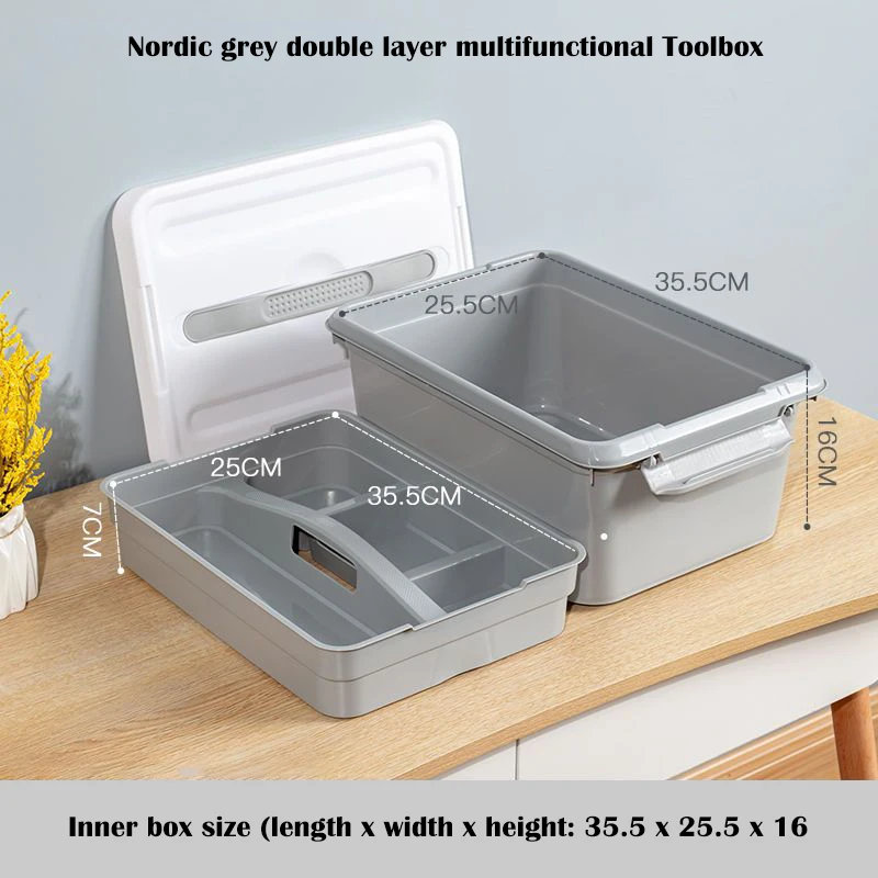 

Double Layer Tool Box Household Hardware Storage Box Parts Organizer Multi Large Capacity Toolbox Plastic Case Screws Storage