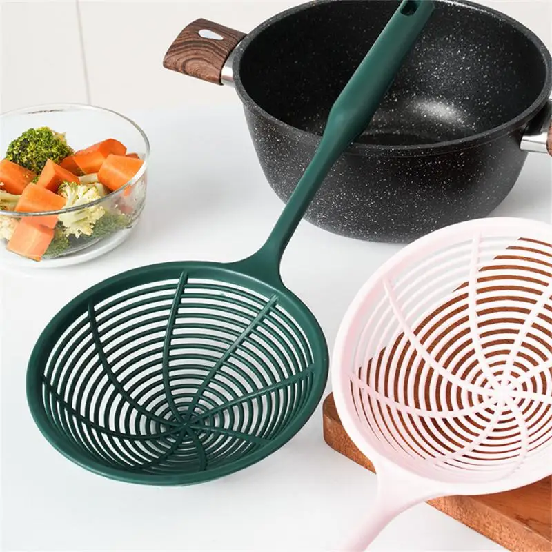 

Portable Nylon Kitchen Soup Spoon Strainer Colorful Ladle Anti-scald Skimmer Fry Food Mesh Handy Filter Colanders Kitchen Tools