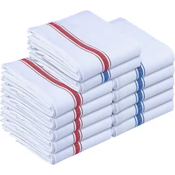 Minimalist Red and Blue Striped Knitted Cotton Cleaning Cloths - Absorbent and Versatile for Kitchen and Household Use (MULTI)