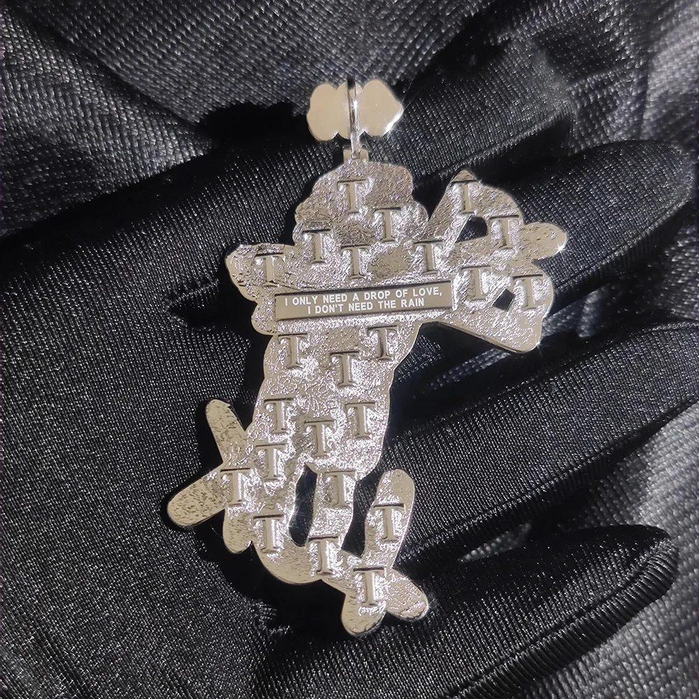 Hip Hop Jewelry S925 Sterling Silver Diamond Iced Out Angel Cupids Rose Letter VVS Moissanite Pendant Necklace Past Test