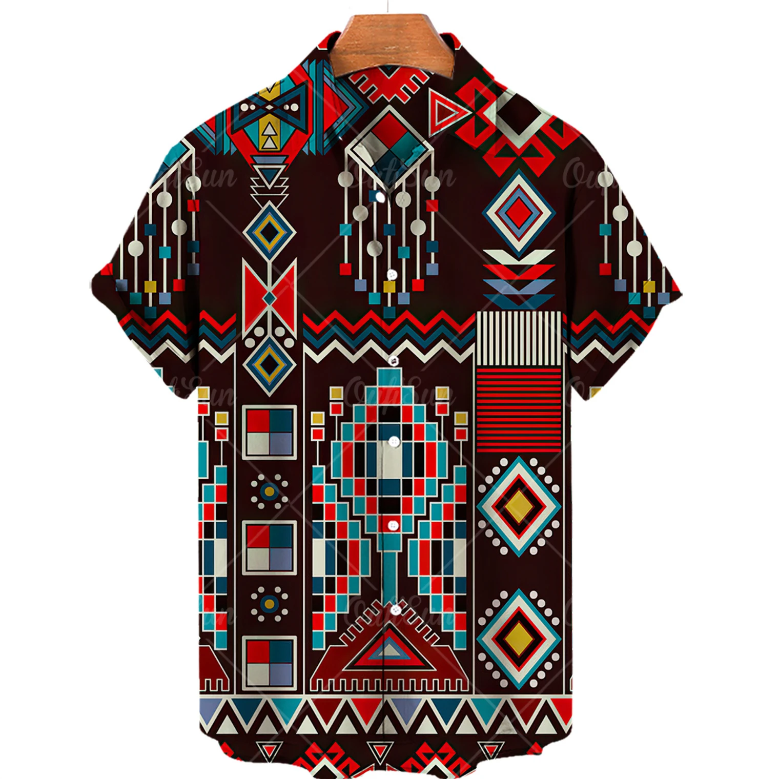 Hawaiian Men's And Women's Short Sleeved Shirts, Mosaic Vintage Fashion Shirts, Oversized Tops, 3d Abstract Print, 5xl, Summer C